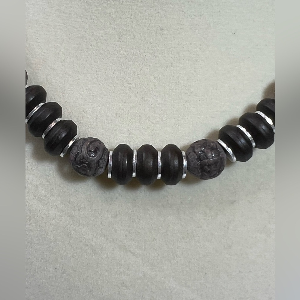 Handcrafted Bog Oak Bead Dark Gray-Toned Wood Beaded - Picture 3 of 6